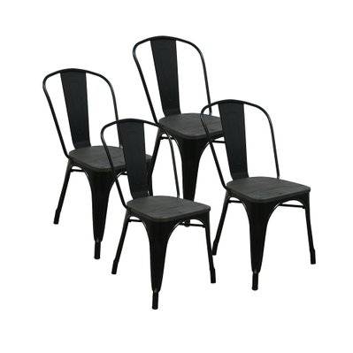 chaises de salle à manger GASTON Noir Métal Style industriel - 4XCHNOIRGAST - 3760093547987