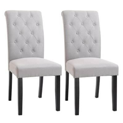Lot de 2 chaises style Chesterfield lin gris clair - 835-149 - 3662970062333