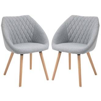 Lot de 2 chaises de visiteur style scandinave lin gris