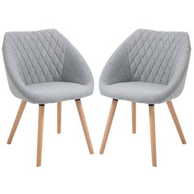 Lot de 2 chaises de visiteur style scandinave lin gris - 835-285 - 3662970079614