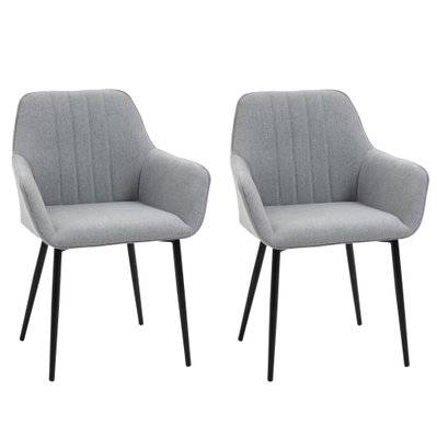 Lot de 2 chaises de visiteur style scandinave lin - 835-290GY - 3662970079638