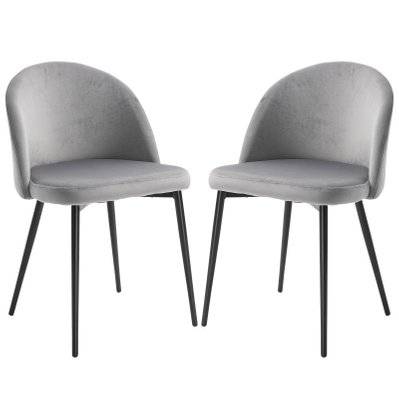 Lot de 2 chaises de visiteur design scandinave velours - 835-139GY - 3662970074183
