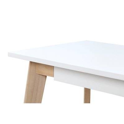 Bureau avec tiroir scandinave blanc et bois clair L110 cm LEENA - - 42856 - 3662275081138