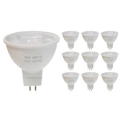 Ampoule LED GU5.3 / MR16 12V 8W SMD 80° (Pack de 10) - Blanc Froid 6000K - 8000K - SILAMP - PACK-M8-8W_WH - 7426924043566