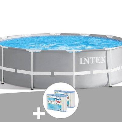 Kit piscine tubulaire Intex Prism Frame ronde 3,66 x 1,22 m + 6 cartouches de filtration - 17188 - 7061254381065