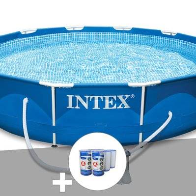 Kit piscine tubulaire Intex Metal Frame ronde 3,66 x 0,76 m + 6 cartouches de filtration - 17176 - 7061252164776