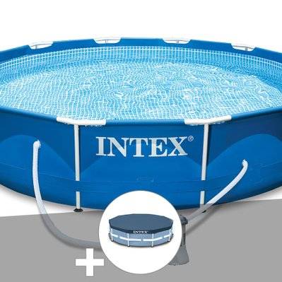 Kit piscine tubulaire Intex Metal Frame ronde 3,66 x 0,76 m + Bâche de protection - 17175 - 7061256990777