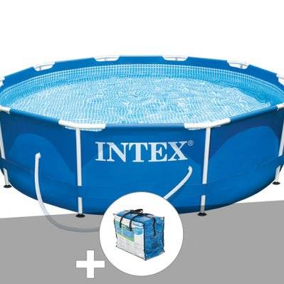 Kit piscine tubulaire Intex Metal Frame ronde 3,05 x 0,76 m + Bâche à bulles - 17165 - 7061253188276