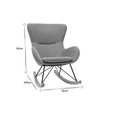 Rocking chair scandinave en tissu effet velours texturé terracotta, métal noir et bois clair ESKUA - L76xP104xA101 - 49298 - 3662275118377