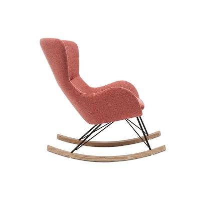 Rocking chair scandinave en tissu effet velours texturé terracotta, métal noir et bois clair ESKUA - L76xP104xH101 - 49298 - 3662275118377