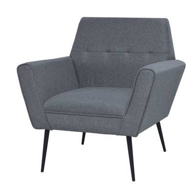 Fauteuil chaise siège lounge design club sofa salon acier et tissu gris clair 1102325 - 1102325 - 3001498192366
