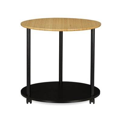 Table d'appoint ronde sur roulettes diamètre 60 cm bois et noir 13_0002658 - 13_0002658 - 3000121988987