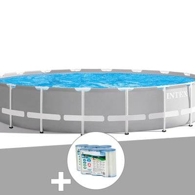 Kit piscine tubulaire Intex Prism Frame ronde 6,10 x 1,32 m + 6 cartouches de filtration - 23672 - 7061287656826