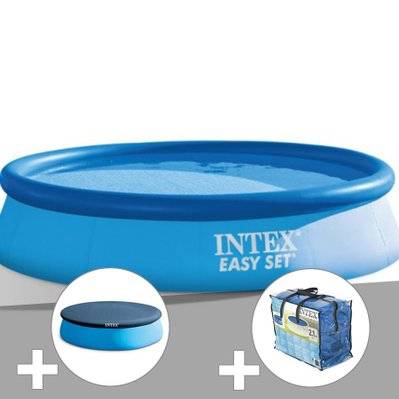 Kit piscine autoportée Intex Easy Set 3,05 x 0,61 m (avec filtration) + Bâche de protection + Bâche à bulles - 29578 - 3665872012659