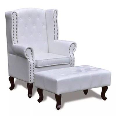 Fauteuil chaise siège lounge design club sofa salon chesterfield avec ottoman assorti blanc 1102298 - 1102298 - 3001500891263