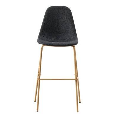 VEGAS - Chaise de bar tissu gris foncé pieds métal bois (x4) - 1980 - 3701139519070
