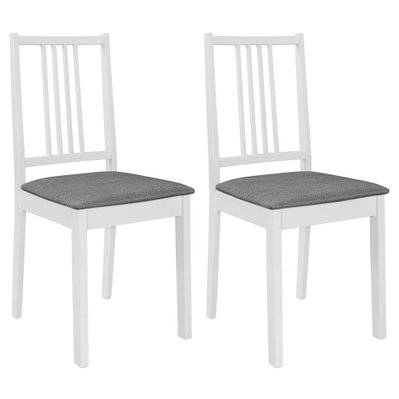 Lot de deux chaises à dîner avec coussins 2 pcs Blanc Caoutchouc solide 1902099 - 1902099 - 3002474917119