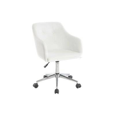 Chaise de bureau à roulettes design blanc et acier chromé BALTIK - - 42592 - 3662275076332