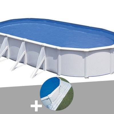 Kit piscine acier blanc Gré Fidji ovale 5,27 x 3,27 x 1,22 m + Tapis de sol - 19249 - 7061287814264