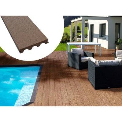 Pack 5 m² - Lames de terrasse composite pleines - Marron - 97812 - 3700746464155