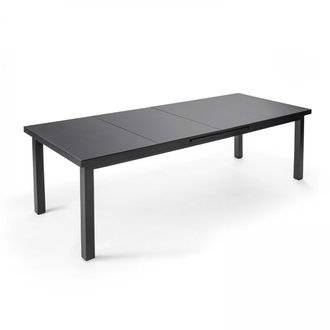 Table de jardin à rallonge en aluminium noir 12 places - Gris