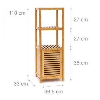 Étagère pour salle de bain cuisine armoire bambou 4 étages Plateaux Meuble rangement serviette 110 cm 3213019