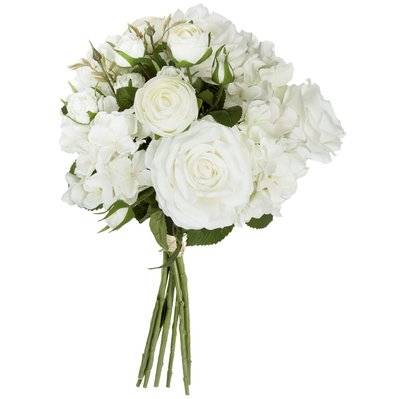 Bouquet artificiel de 18 Fleurs - H. 50 cm - Blanc - 511353 - 3662874144012