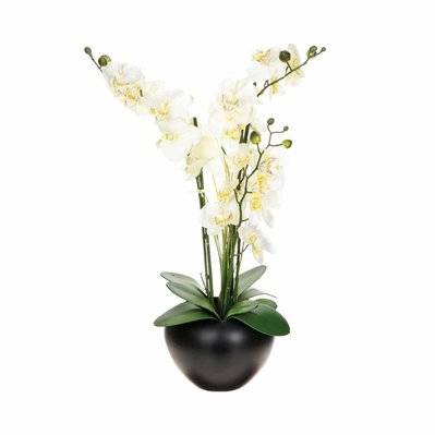 Composition de fleurs artificielles Orchidée - H. 63 cm - Vase en céramique - 506125 - 3662874079987