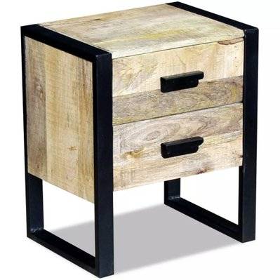 Table de nuit chevet commode armoire meuble chambre auxiliaire à 2 tiroirs 43 x 33 x 51 cm bois de manguier massif 1402011 - 1402011 - 3001401139730