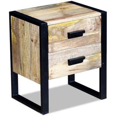 Table de nuit chevet commode armoire meuble chambre auxiliaire à 2 tiroirs 43 x 33 x 51 cm bois de manguier massif 1402011 - 1402011 - 3001401139730