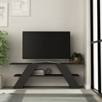 Meuble TV design Farfalla - L. 120 x H. 40 cm - Gris anthracite - 103143 - 8681875101171