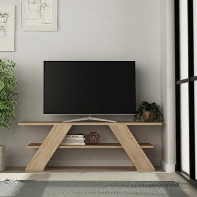 Meuble TV design Farfalla - L. 120 x H. 40 cm - Marron chêne - 103144 - 8681875101195