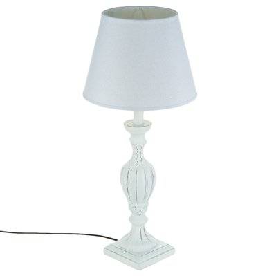 Lampe Patine en bois - H. 56 cm. - Blanc - 507632 - 3662874096496