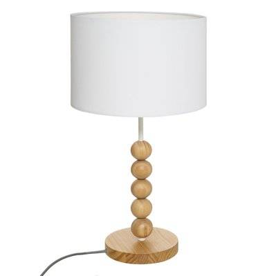 Lampe à poser design bois Nino - H. 48 cm - Blanc - 514122 - 3560233817297