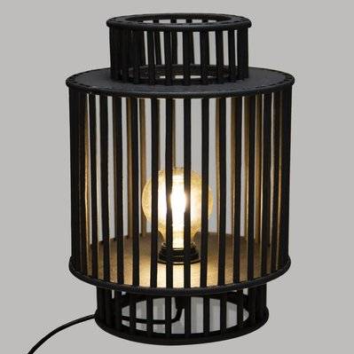Lampe à poser en bambou Lyxia - H. 35 cm - Noir - 513539 - 3560238704363