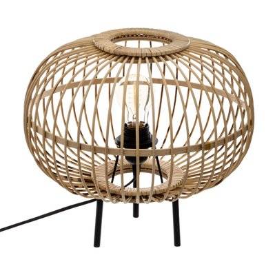 Lampe à poser trepied design bambou Eads - H. 31 cm - Marron - 512775 - 3560238663035