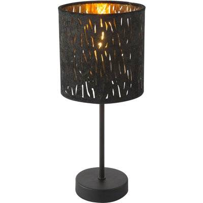 Lampe à poser en velours design Tuxon - Diam. 15 x H. 35 cm - Noir - 110166 - 9007371370474