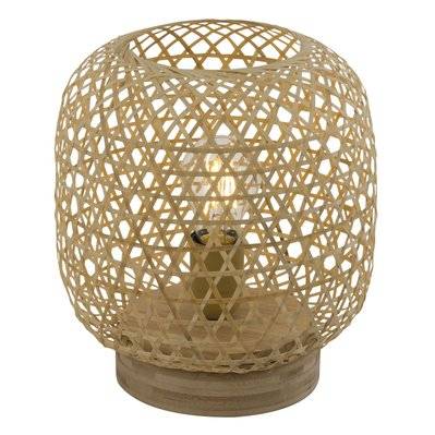 Lampe à poser design bambou Mirena - Diam. 23 x H. 27 cm - Beige naturel - 110123 - 9007371406562