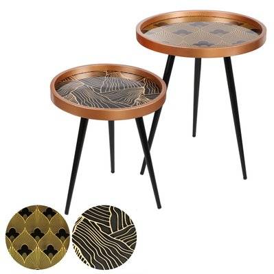 2 Tables d'appoint design Art Décoration - Noir et doré - 751846 - 5414886547019