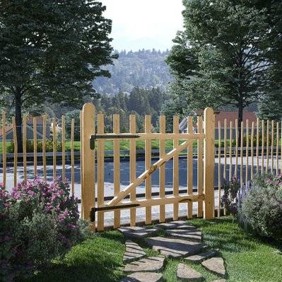 vidaXL Portillon simple de clôture Bois de noisetier 100x90 cm - 142590 - 8718475575719