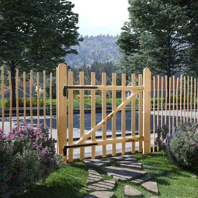 vidaXL Portillon simple de clôture Bois de noisetier 100x100 cm - 142591 - 8718475575726