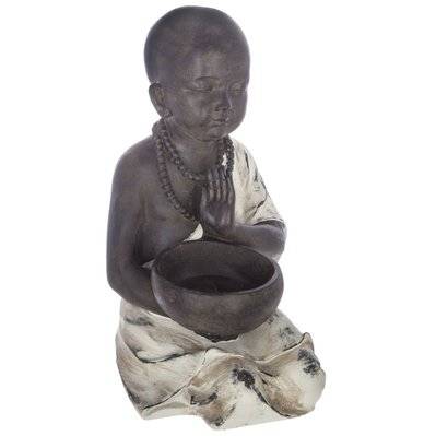 Statuette de Bouddha assis - H. 34 cm - Gris - 510797 - 3662874129132