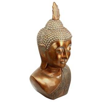 Statue tête de Bouddha - H. 113 cm - Cuivre