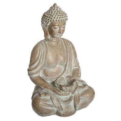 Statuette de Bouddha Eté Indien - H. 39 cm - Beige effet blanchi - 513278 - 3560238331460