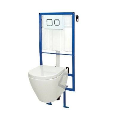 Pack WC suspendu AZZILY avec cuvette en porcelaine - Mécanisme 3/6L - Alimentation d'eau silencieuse - 824151 - 5411747151378