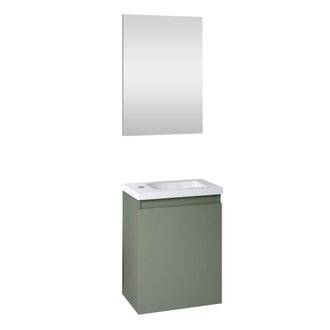Ensemble meuble lave-mains avec miroir PORTO PACK - vert de gris - L40 x H51 x P25 cm