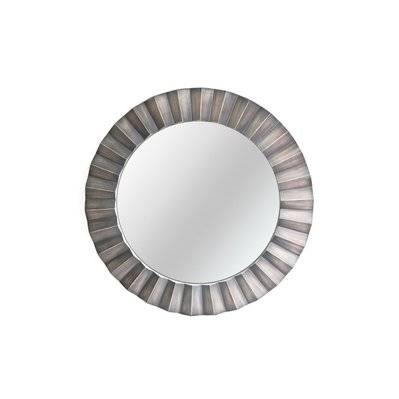 Miroir rond en métal design Flora - Diam. 80 cm - Gris/Taupe - 600971 - 5024418197416