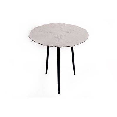 Table à café design en métal Lotus - Diam. 45 x H. 49 cm - Argent - 600999 - 5024418226741