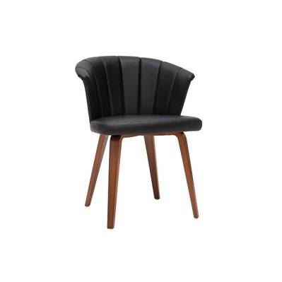 Chaise design noir et bois foncé noyer ALBIN - - 49320 - 3662275119299