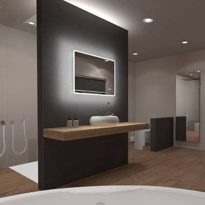 Miroir salle de bain LED rectangulaire auto-éclairant 80x70cm - Ulysse LED 80 - MIR032 - 3700710245049